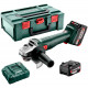 Аккумуляторная угловая шлифмашина Metabo W 18 7-125, 2 акб 4 Ah, з/у ASC 55 в MetaBOX 165 L