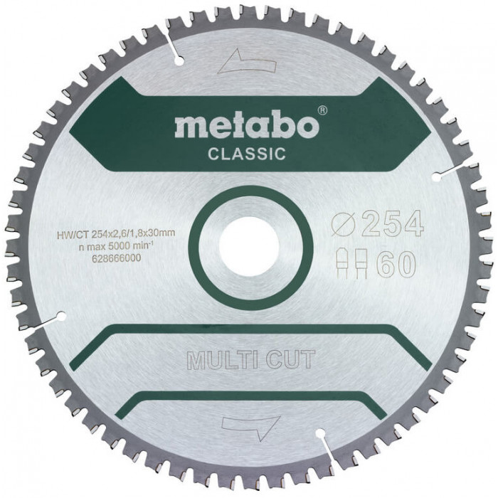 Пильный диск Metabo Multi Cut Classic 254х30 мм, Z60 FZ/TZ 5° NEG в блистере