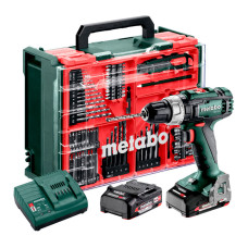 Аккумуляторная ударная дрель Metabo SB 18 L SET, 2 акб LiPOWER 18 V 2 Ah, з/у SC 30 с комплектом 78 принадлежностей